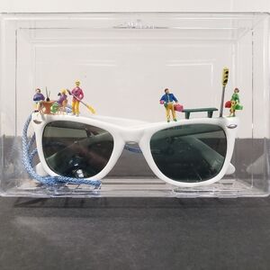 Vintage Unexspected 1988 Novelty Sunglasses Signed Miniature People Scene